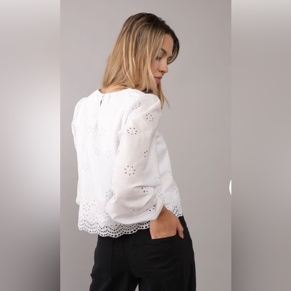 NWT AE LONG-SLEEVE EYELET BLOUSE - Picture 8 of 8